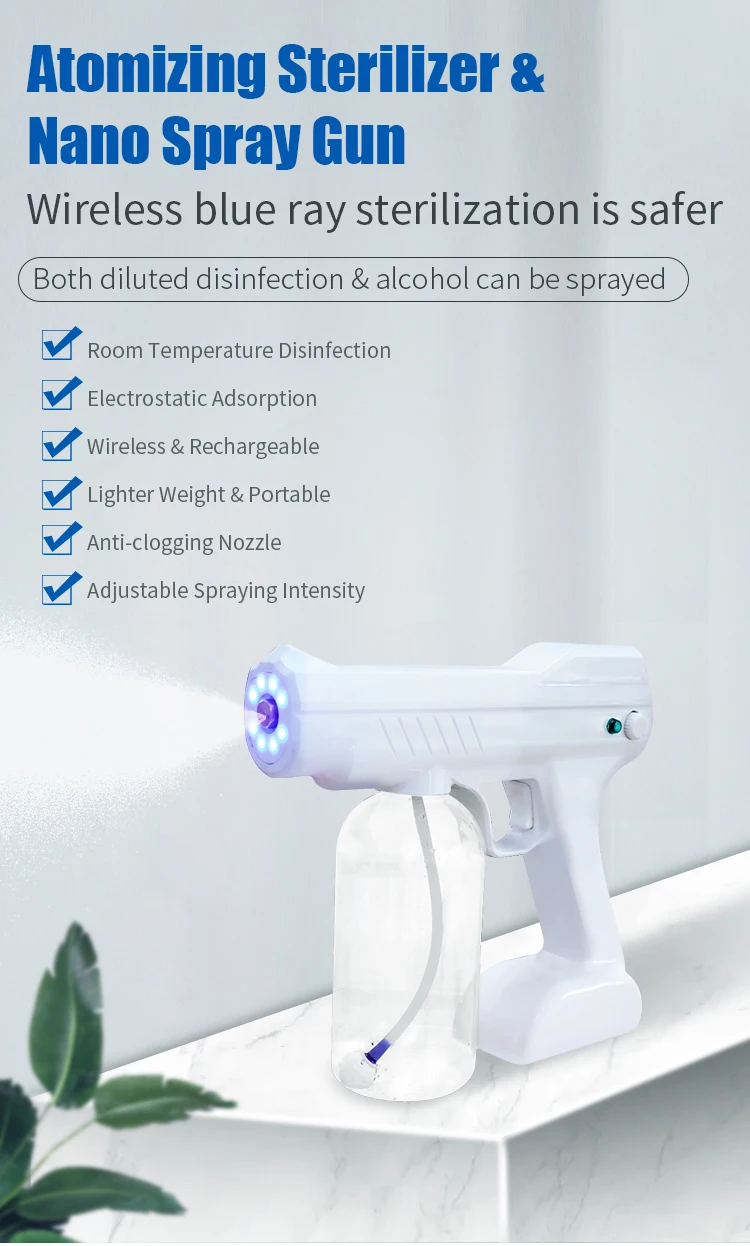 2020 800ml Nebulizer Sprayer Electric Handle Electrostatic Blue Light