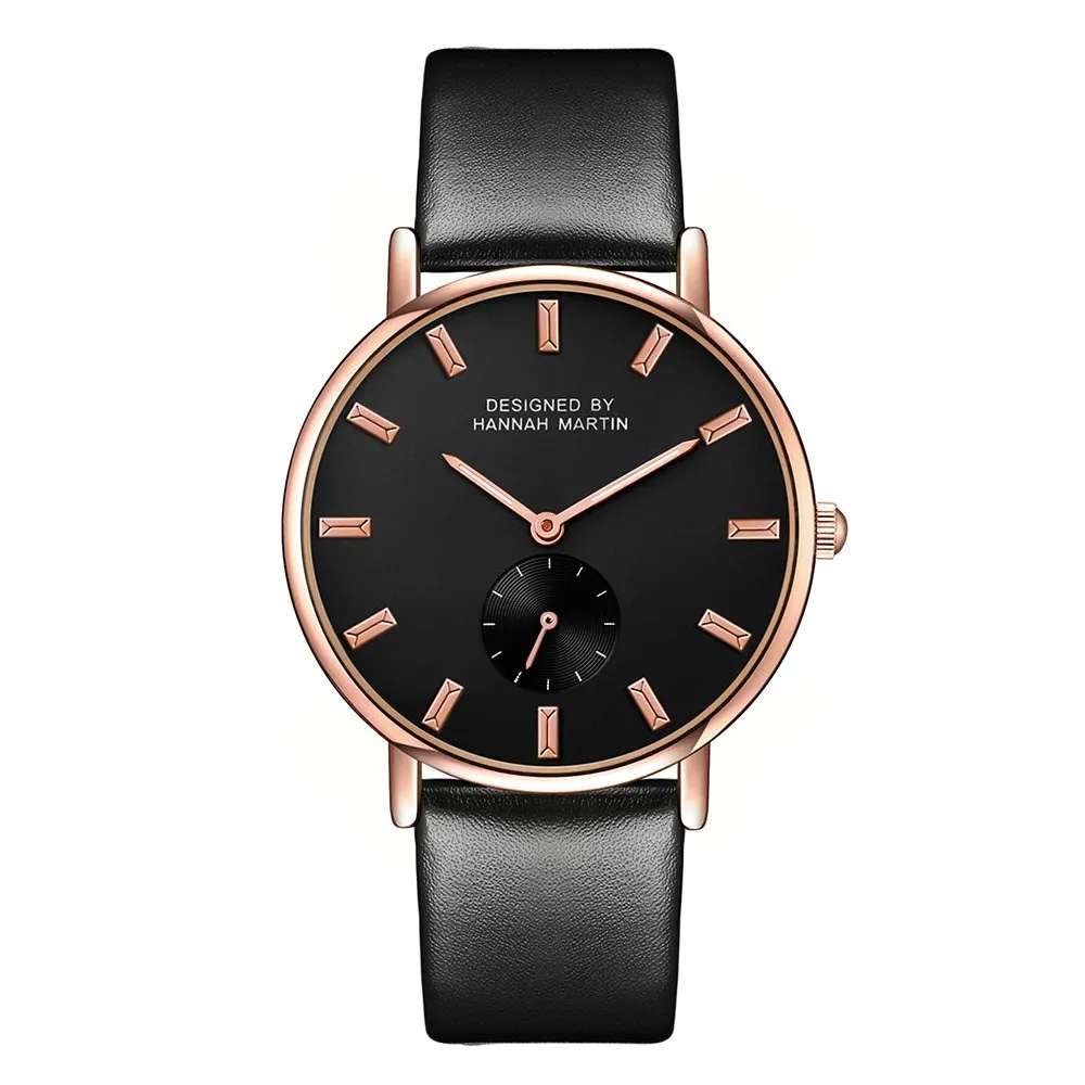 

Ladies Simple Casual Fashion Rose Gold Leather Band Quartz Watches Big Dial Business Women Watch Montre De Mode, 4 colors