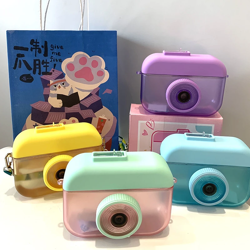 

Cute girls camera shape ice cream plastic water bottle popsicle drink mini purses and handbags, 4 colors available