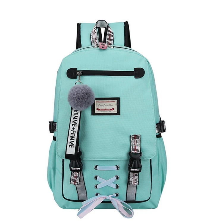 

Hot Sales Customized Canvas Comfortable Fashionable Black And White Girls School Bags Anti-Theft Backpack