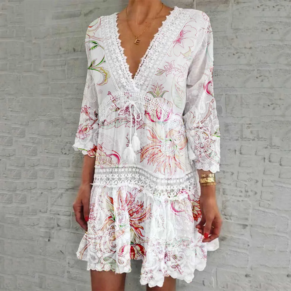 

2021 good quality summer sexy women clothing tropical sun beach wear women dress, 5 colors