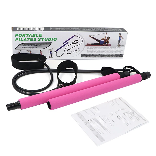 

Hot Selling Portable Pilates Bar Yoga Exercise Bar, Foot Loop Toning Bar Nylon Loop Pilates Stick Kit, Color can be customized