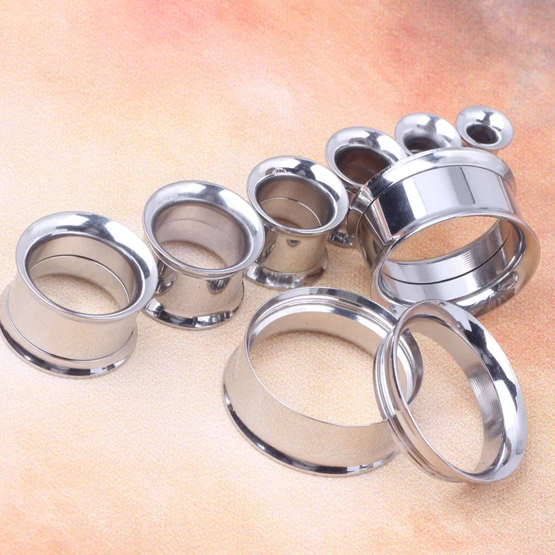6 Color Flesh Tunnels Stainless Steel Ear Plug Gauges Internally Thread