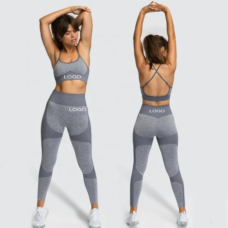 

Lady Sport Clothes Set Women Fitness Sport Wear Gym Bra Suits Seamless Running Pants Set OEM/ODM, Custom color