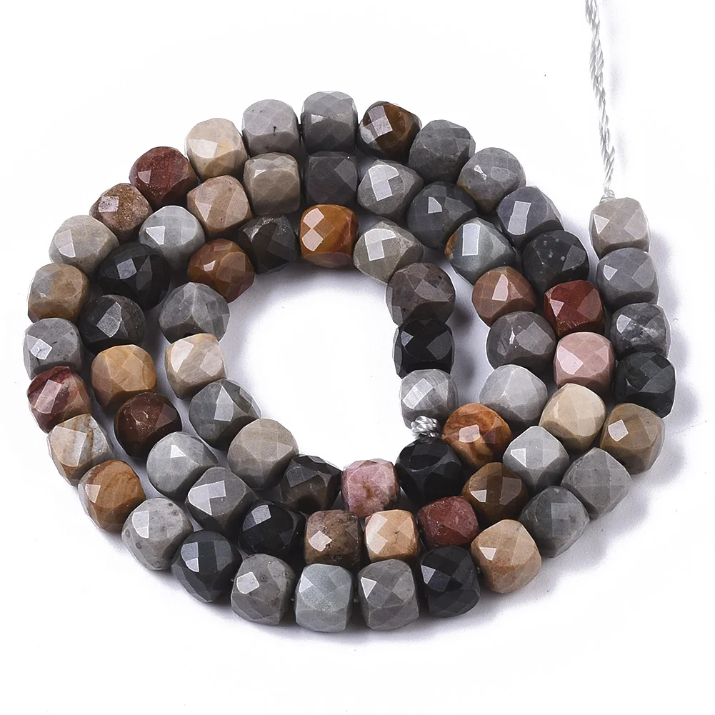 

PandaHall 5mm Cube Faceted Natural Ocean Jasper Beads