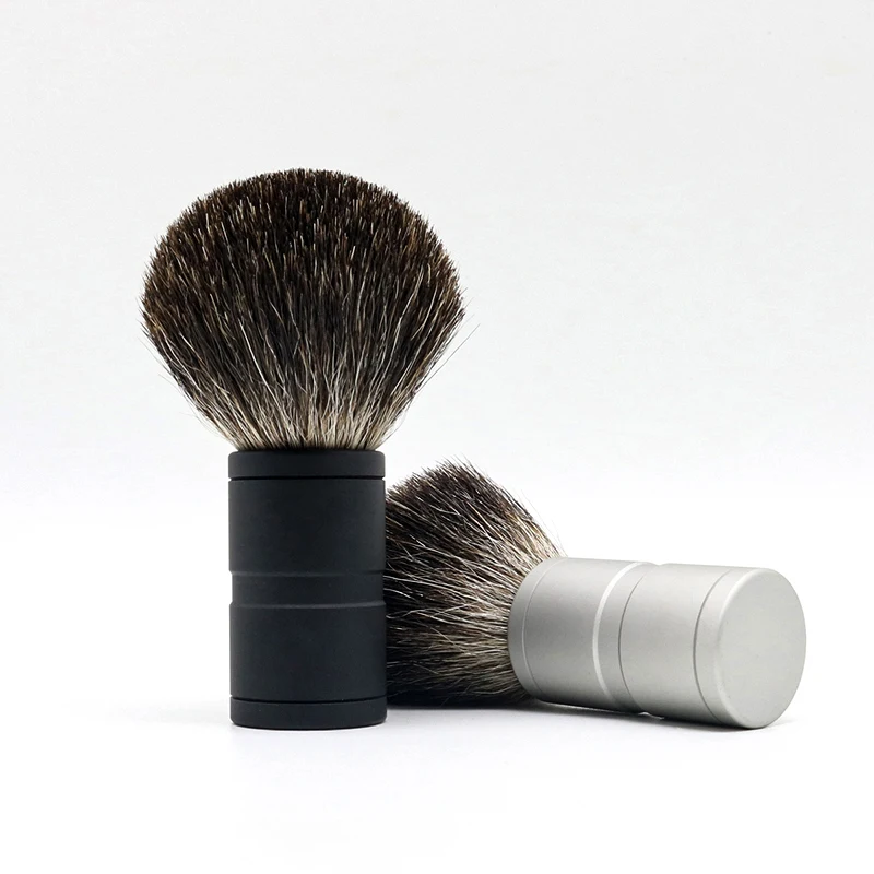 

Premium 100% Pure Badger Wet Shave brush Aluminum Metal Handle Shaving Brush Set for Men, Silver, black