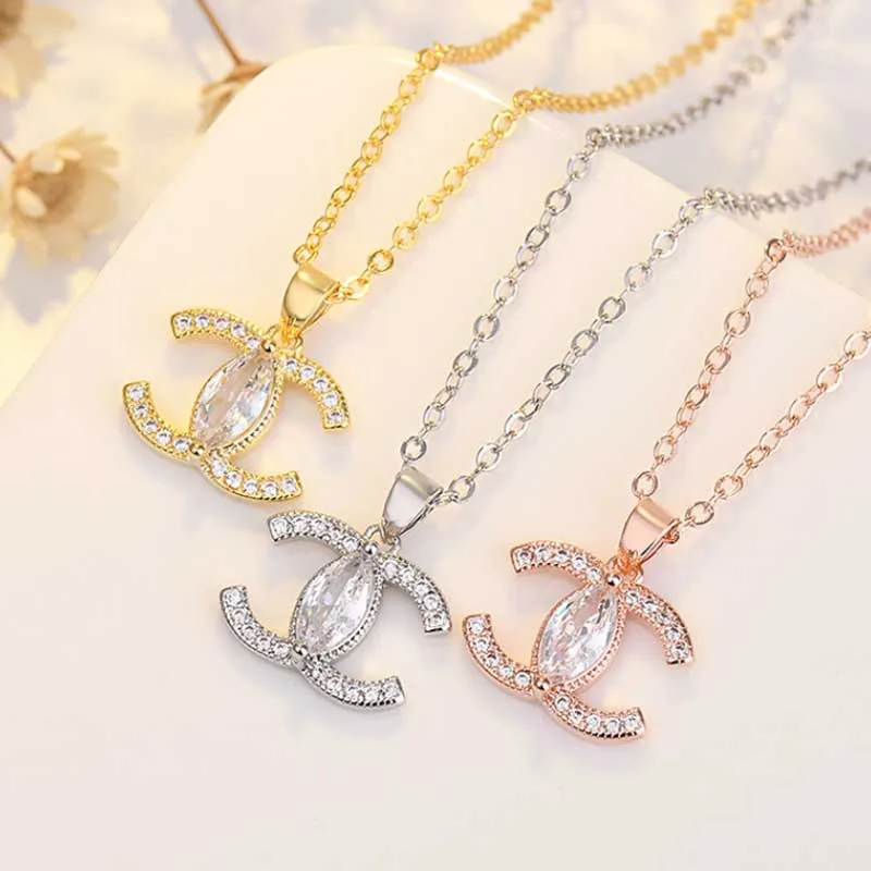 

Japanese And Korean Temperamental Women'S Horse Eye Cc Letter Necklace Women Jewelry Pendant