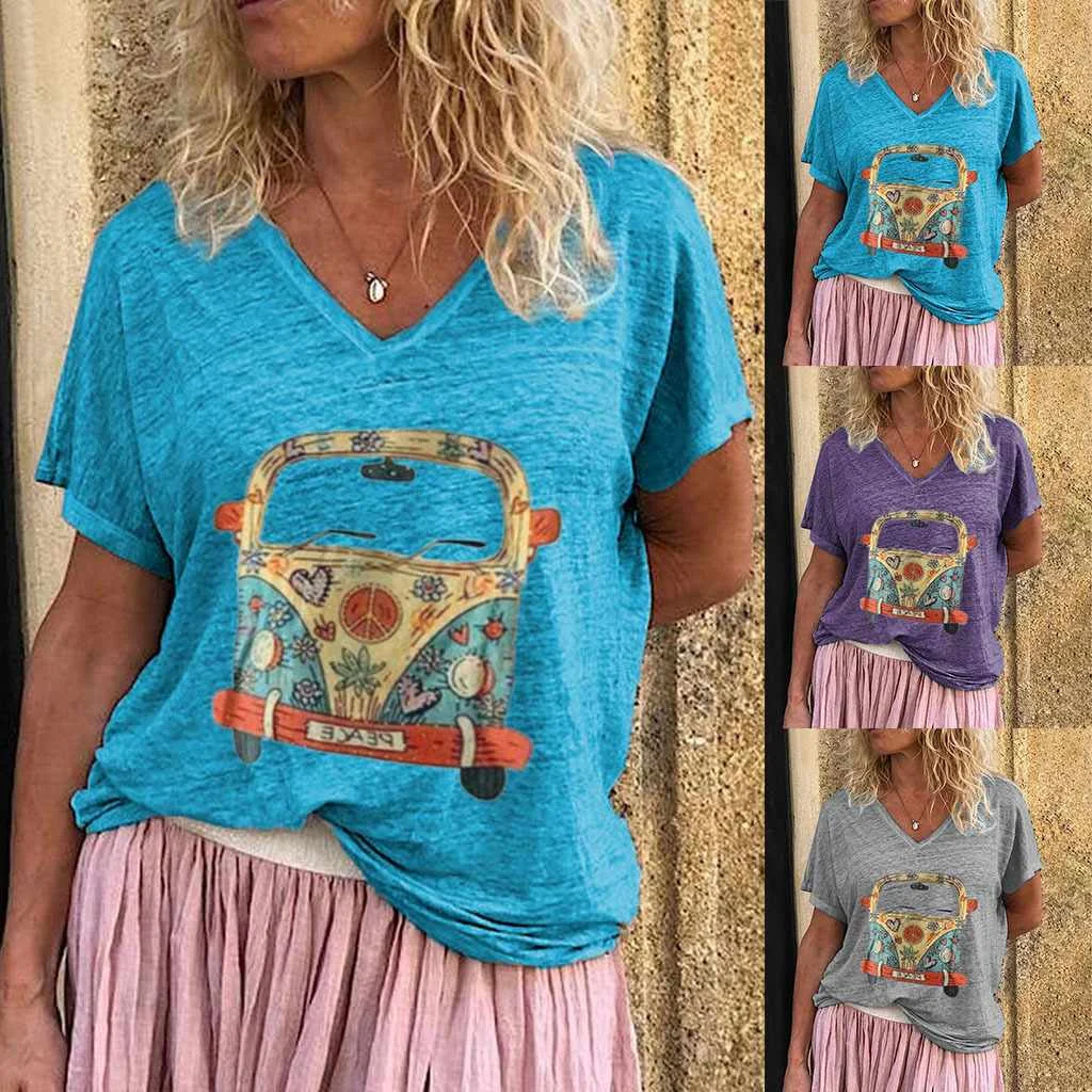 

Women's Tee Hot-Selling New Arrival Car Printed Short-Sleeved T-shirt