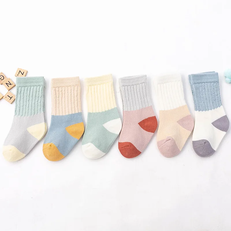 

Selling Soft Cotton Cute Crew Newborn Knitting Socks Baby, Multi color