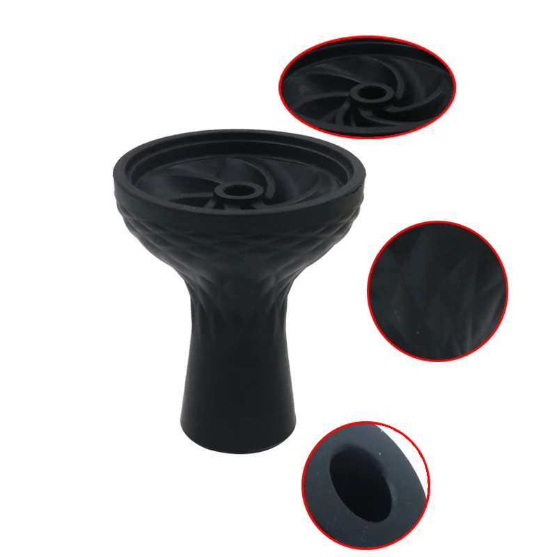 

Silicone Spiral Single Hole Hookah Bowl Head Charcoal Holder Hookah Shisha Accessories Smoking Water Pipes Bowl Tobacco Pipe, Black