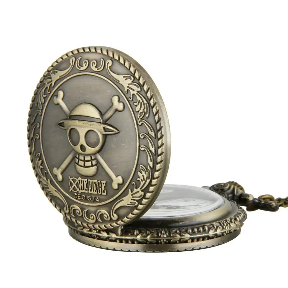 Product Detail Steampunk Antique Skull Pirate King Luffy Pocket Watch Pendant Necklace Djimart