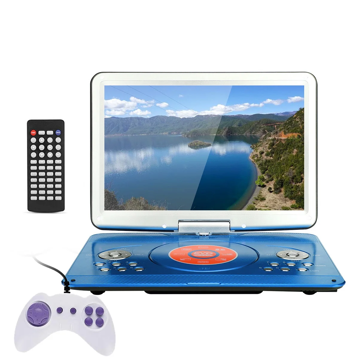 

Remote Control Swivel Screen Home Car Loud Portable Mobile DVD VCD Player, Black