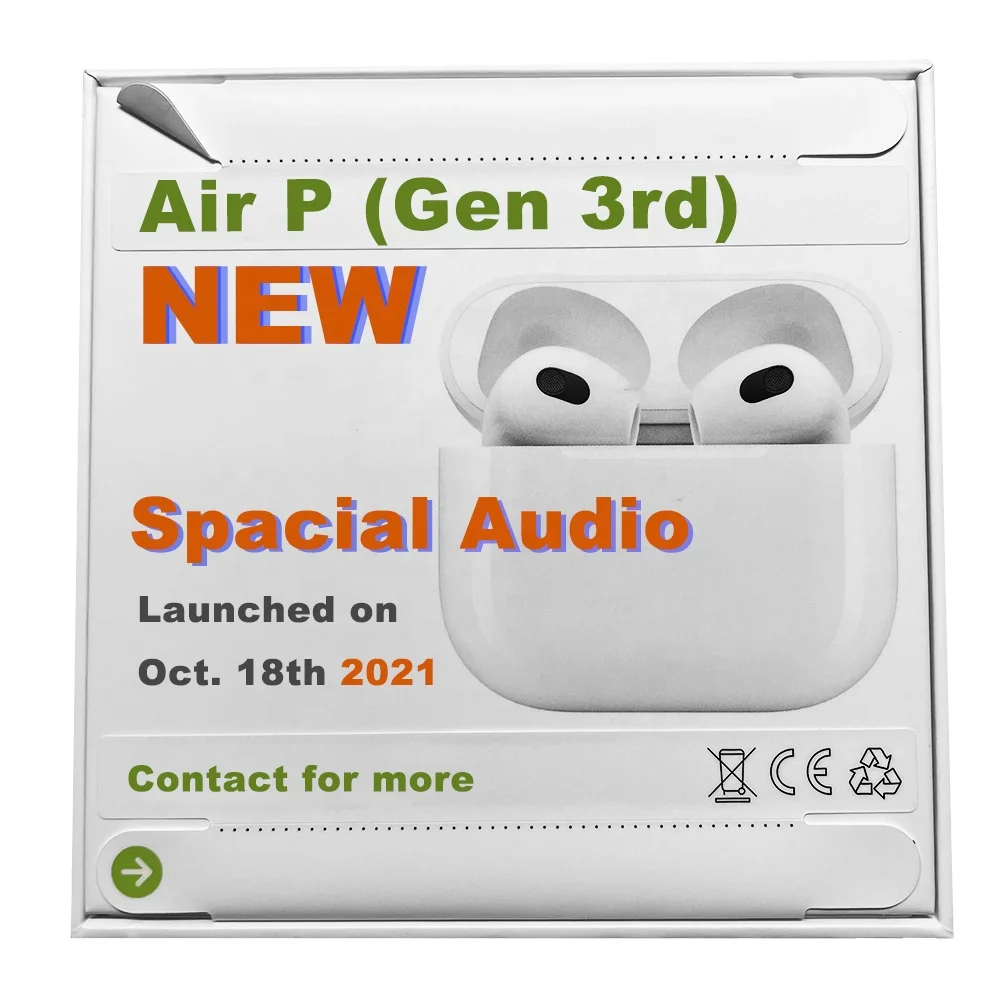 

Air gen 3 1:1 4 headphone stereo True Wireless Earbuds TWS Air Earphone pods TWS for airpodding 3rd generation, White