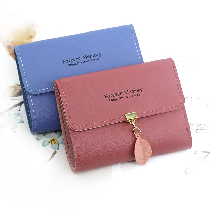 

Wholesale PU Leather card holder organizer Girls Zipper Coin Purse, 7 colors for choose