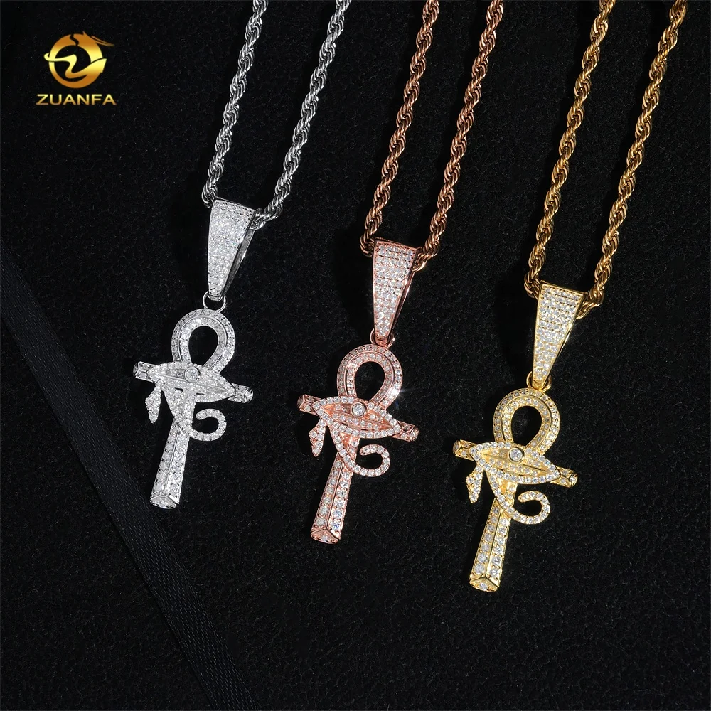 Sterling Silver Fine Jewelry Chain Pendant Vvs Moissanite Lab Diamond Custom Hip Hop Iced Out Jewelry Cross Pendant
