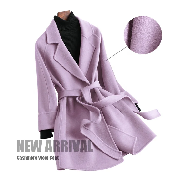 

Autumn Winter Double Faced Wool Coats Colorful Korea Cashmere Trench Coat For Women