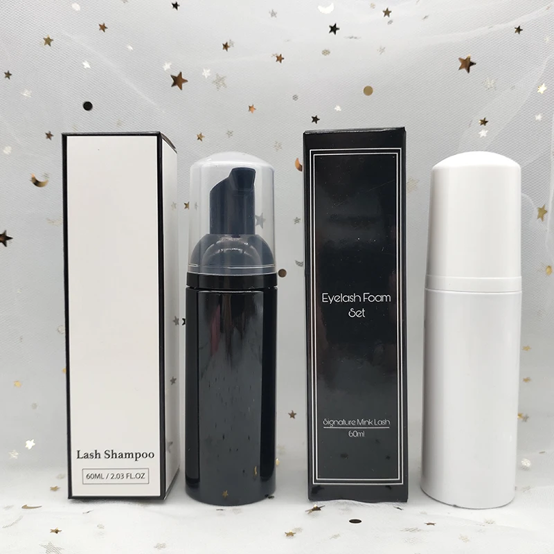 Private Label logo Lash Cleanser Foam Bottle Customized Lash Empty Shampoo Black Bottle Packaging