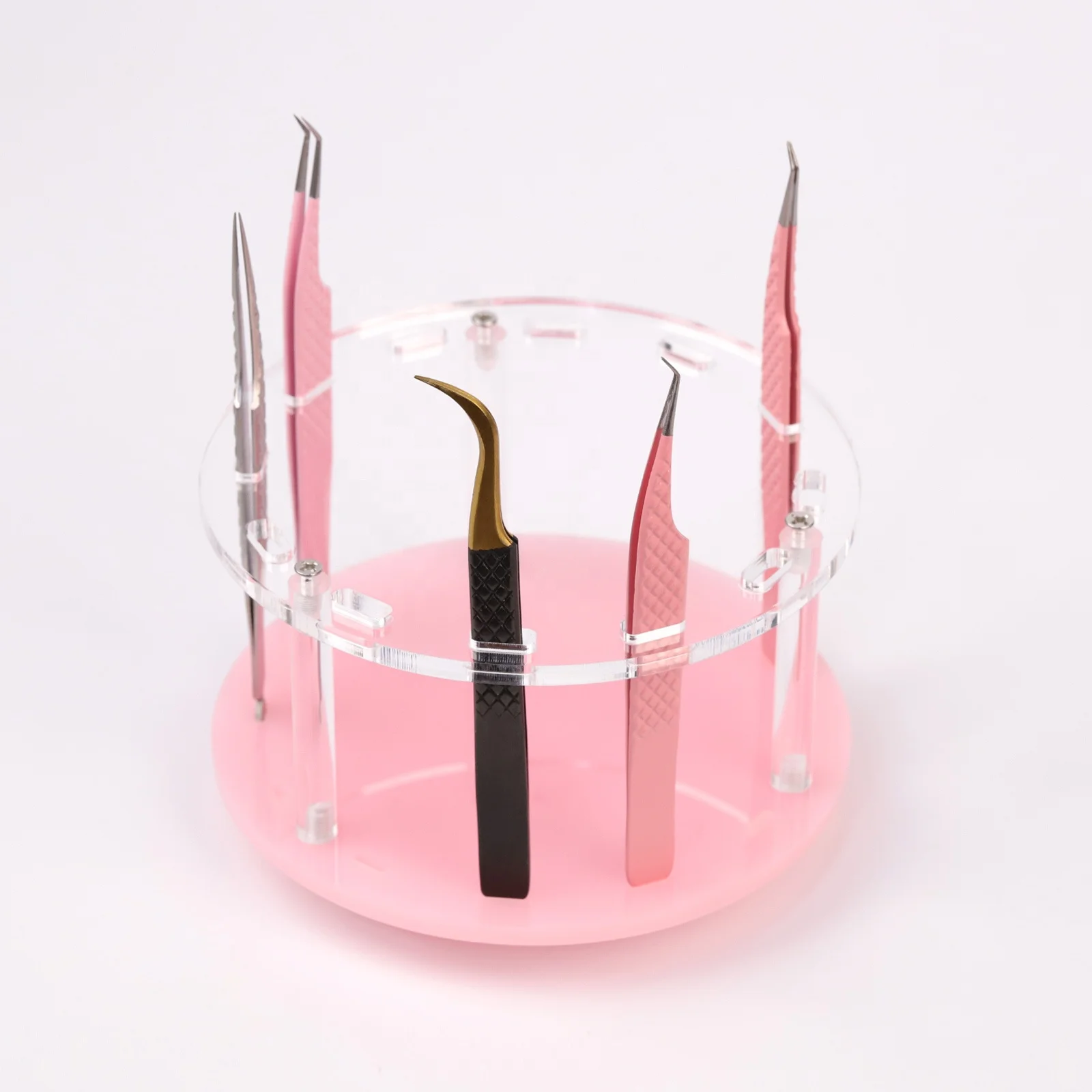 Acrylic Pink Lash Palette Hold Tweezers Private Label Lash Tools Eyelash Holder for Eyelash Extension Lash Tile