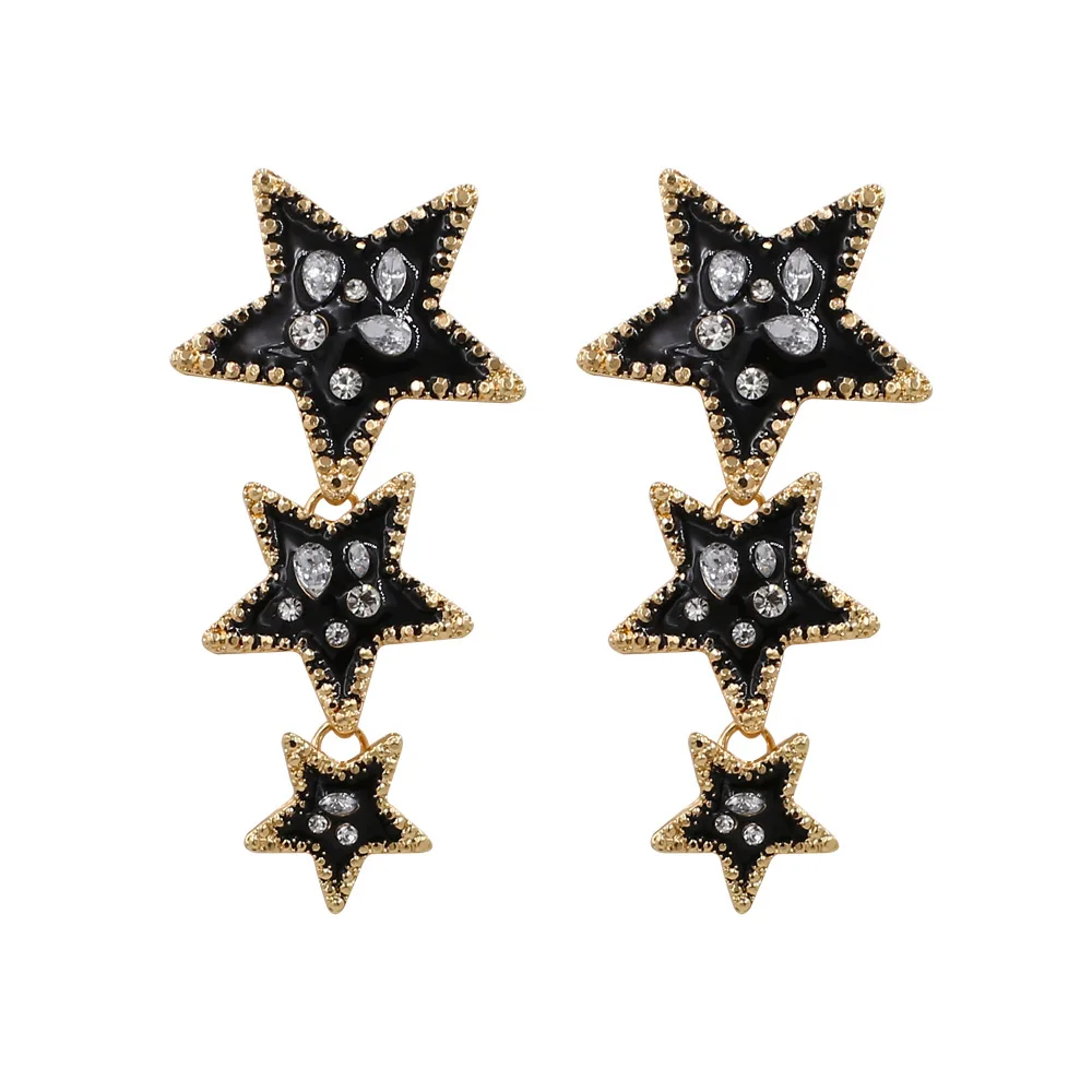 

Long Black Star Drop Earrings Metal Statement Earrings Wedding Party Jewelry Earrings, 1-6colors