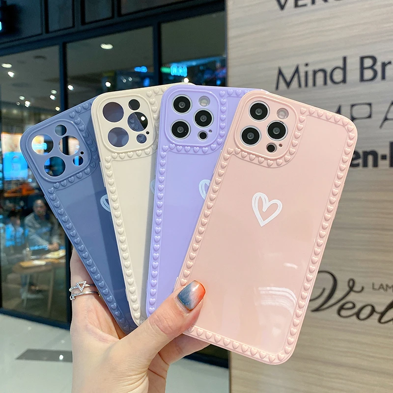 

2021 New Heart Soft TPU Candy Color Phone Case for iPhone 12 11 XS Max