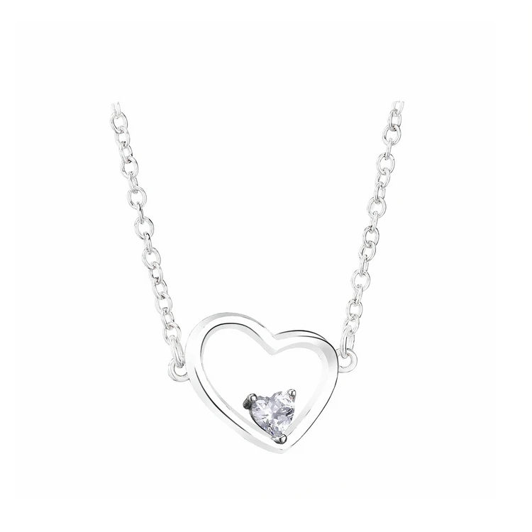 

High quality elegant custom diamond asymmetric heart of love sterling silver necklace charms, Silver color
