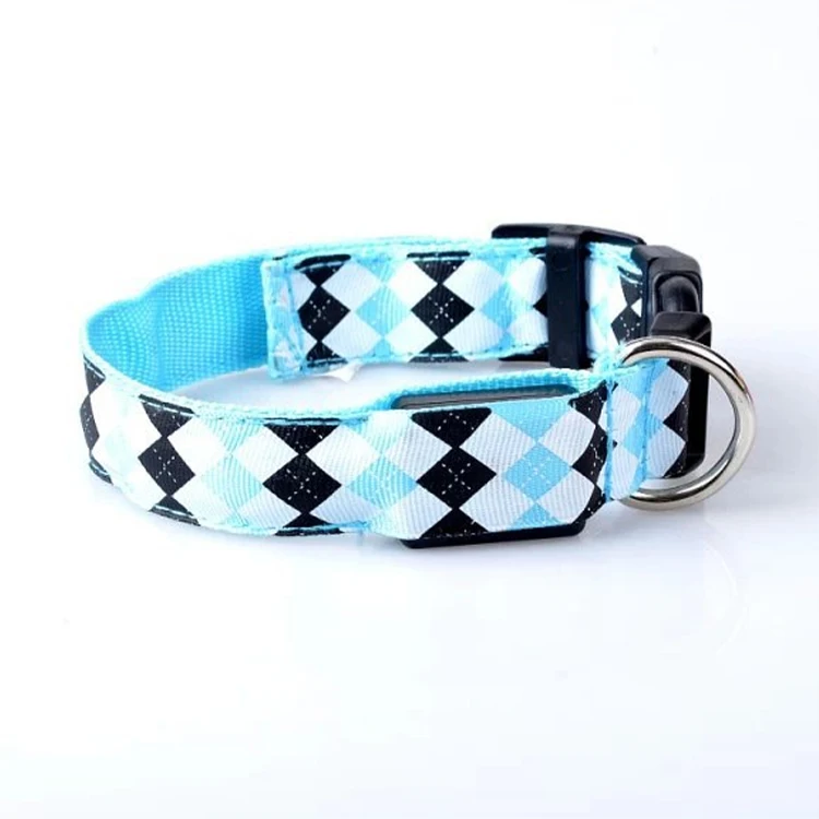 

Wholesale pet accessories polyester Nylon Strip Pet Glow Battery colorful flashing LED dog collar, Red, white,blue, white, green, yellow, purple, orange optional.