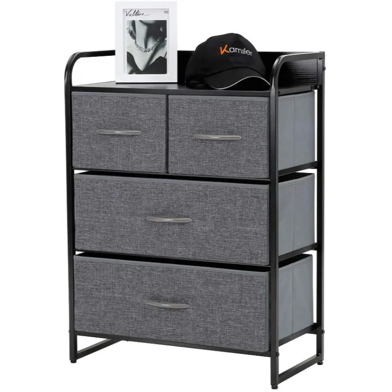 

Bedside Furniture 4 Drawer Dresser for Bedroom Foldable Fabric Storage Organizer Drawer