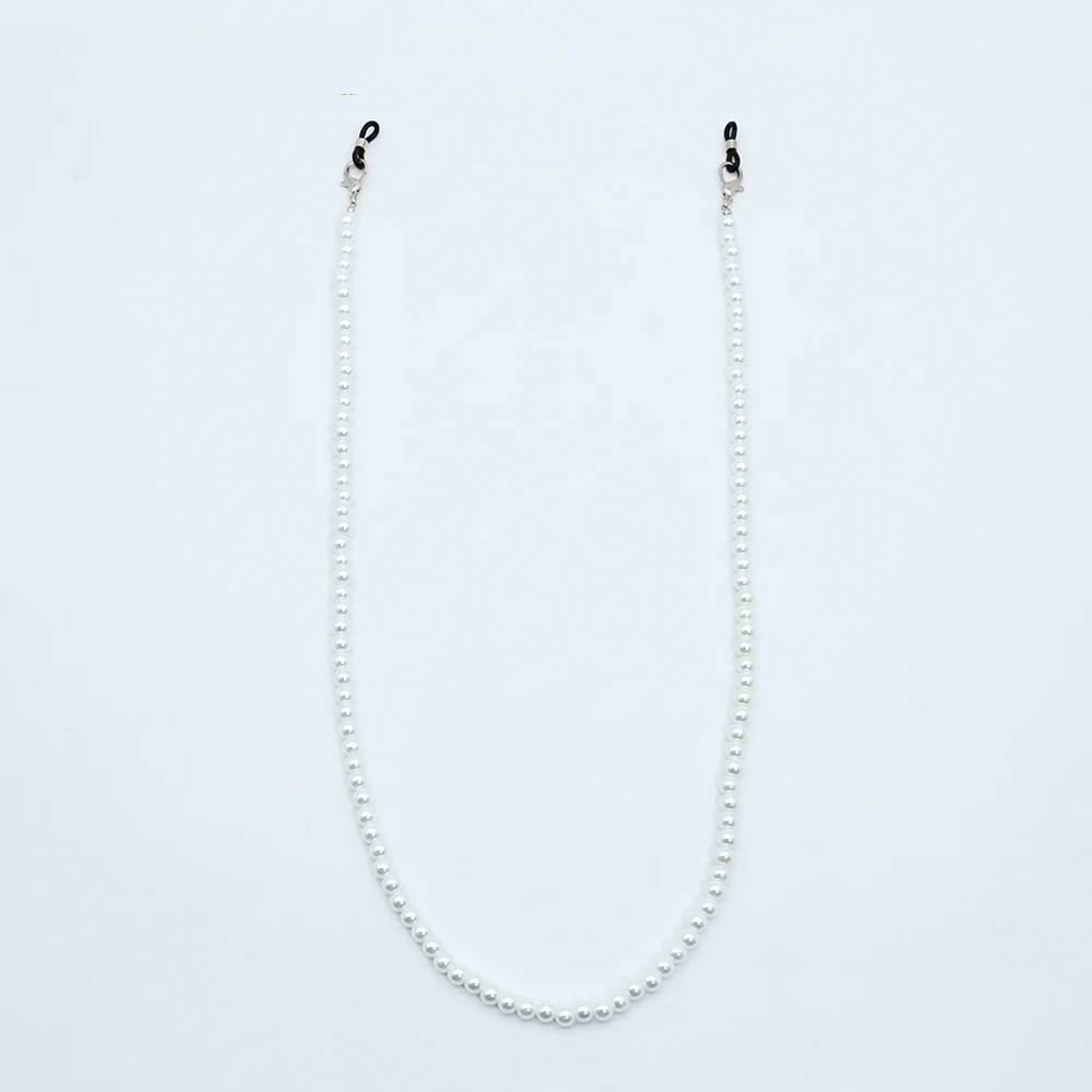 Rts 6mm Silver Big Lobster Clasp Pearl Maskes Strap Chain Beads Maskes Chain Pearl Glasses Chain