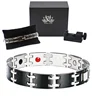 Best magnetic sports bracelet Mens magnetic bracelet health energy band 3cm 4 in 1 Bio Elements for arthritis pain black silver