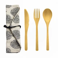 

Wholesale Reusable Bamboo Travel Cutlery Set With Cloth Bag