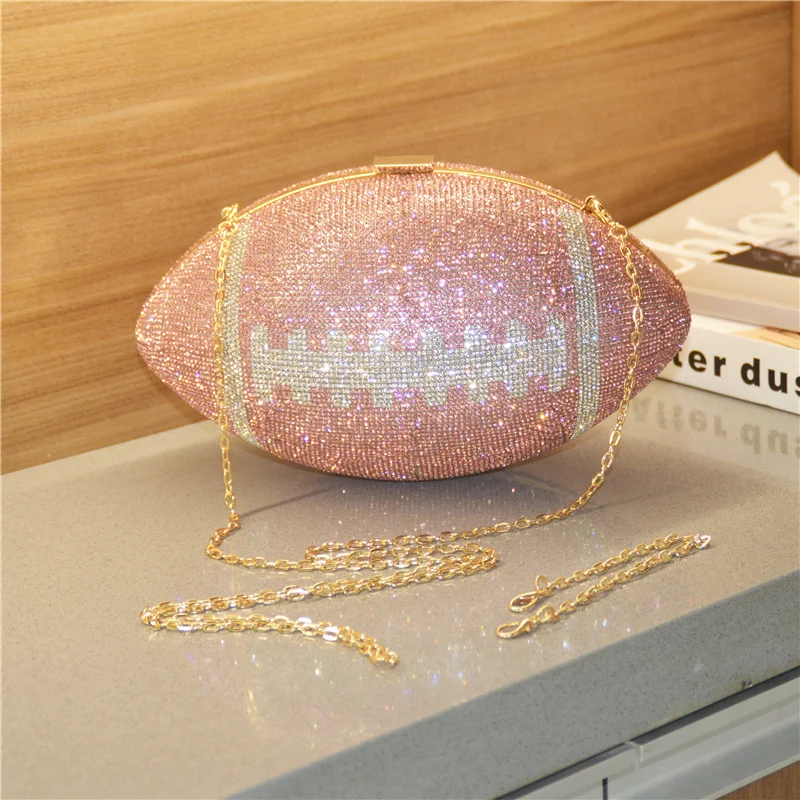 

Rhinestone Bags For Women 2021 Shiny Diamonds Chain Handbag Female Small Shoulder Bag Lady Casual Messenger football Bag