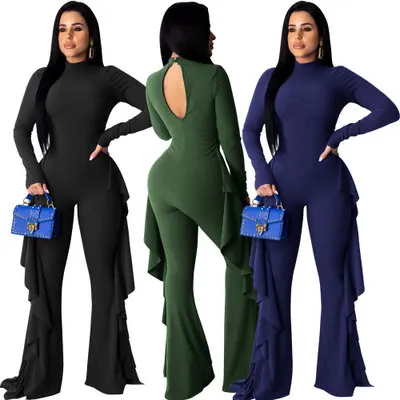 

B34648A 2020 Lady club wear slim fit bodycon woman jumpsuit