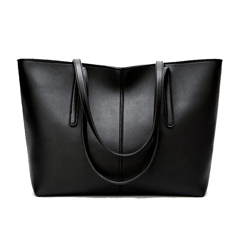 

Stitching Large-capacity Tote Bag Fashion Simple Handbag Lady Soft Leather Shoulder Bag