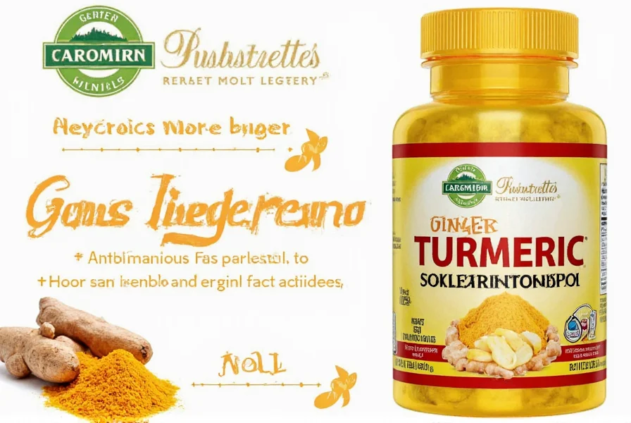 Comparison of different ginger turmeric supplement labels showing ingredient transparency