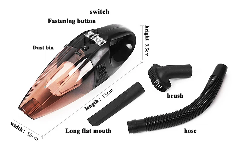 Portable powerful With High Suction mini 12v dust wet dry handheld car vacuum cleaner