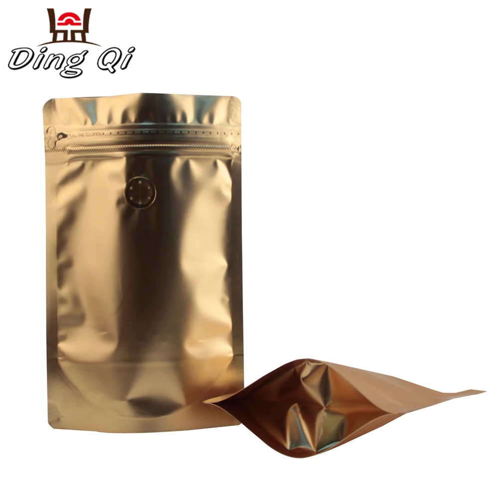 Stock stand up laminated aluminum foil plastic coffee pouch 250g 500g 1kg