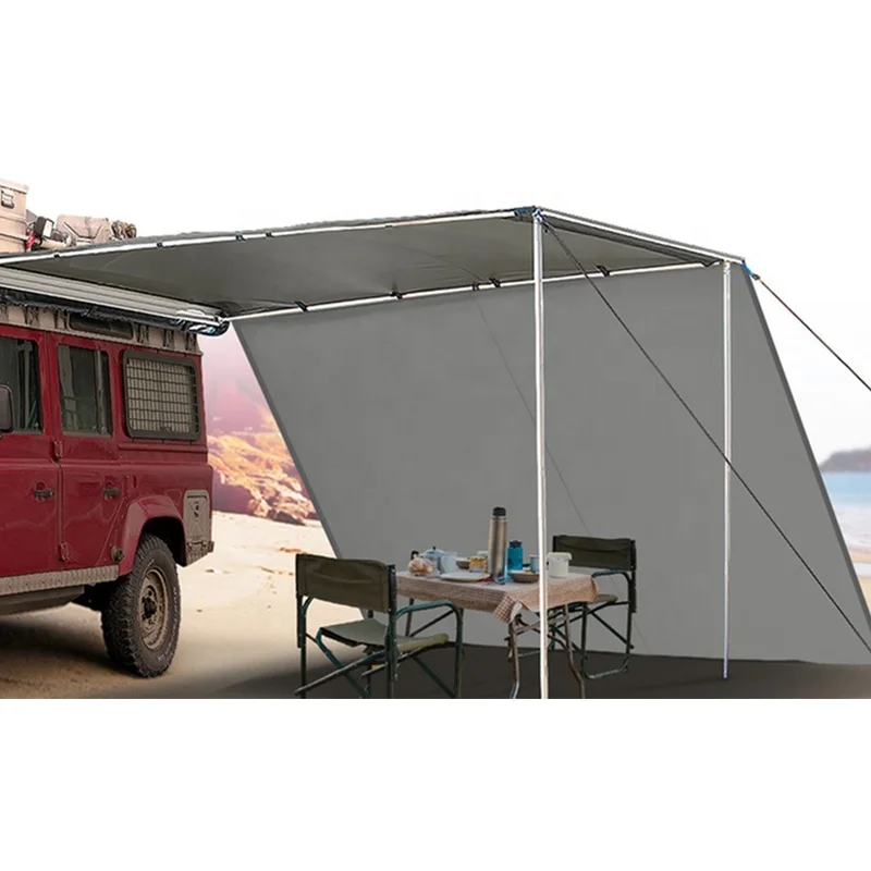 

DANCHEL OUTDOOR  car side awning with side wall, car side tent awning with 2m/3m extend cloth,car roof top tent, Khaki/gray