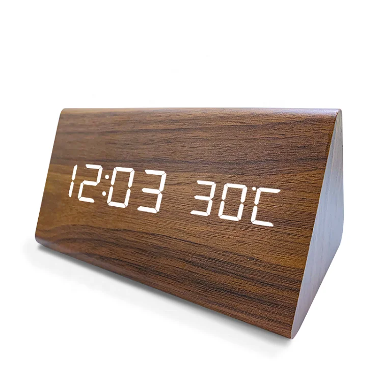 

Factory directly wholesale Digital time temperature Clock Wooden led Alarm Clock, Customized color