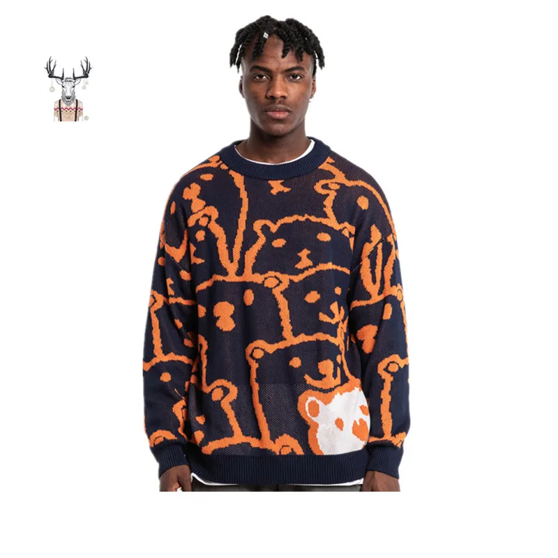 

Custom Crewneck High Quality Jumper Pullover Jacquard Knitwear Acrylic Mock Neck Mens Sweaters