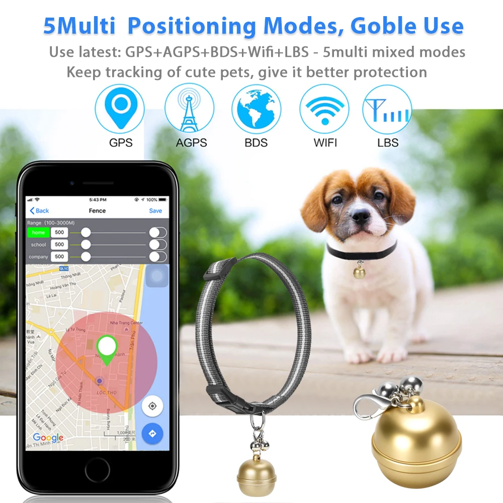 Unique bell shape waterproof GPS mini tracker for pet dog/cat/bird/wild animals, support free APP+PCB web tracking system