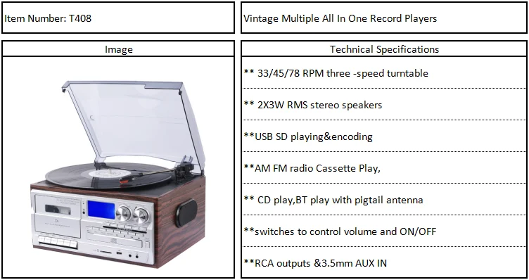 2020 modern multiple phonograph+vintage vinyl turntable record player