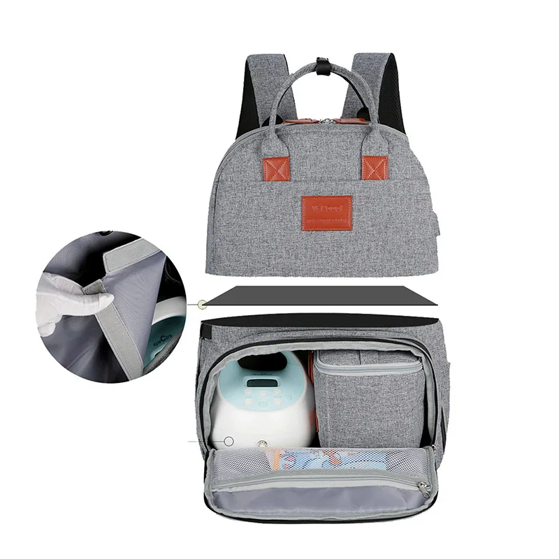 

V-Coool wholesale multi-function USD adapter backpack diaper bag, Black,grey