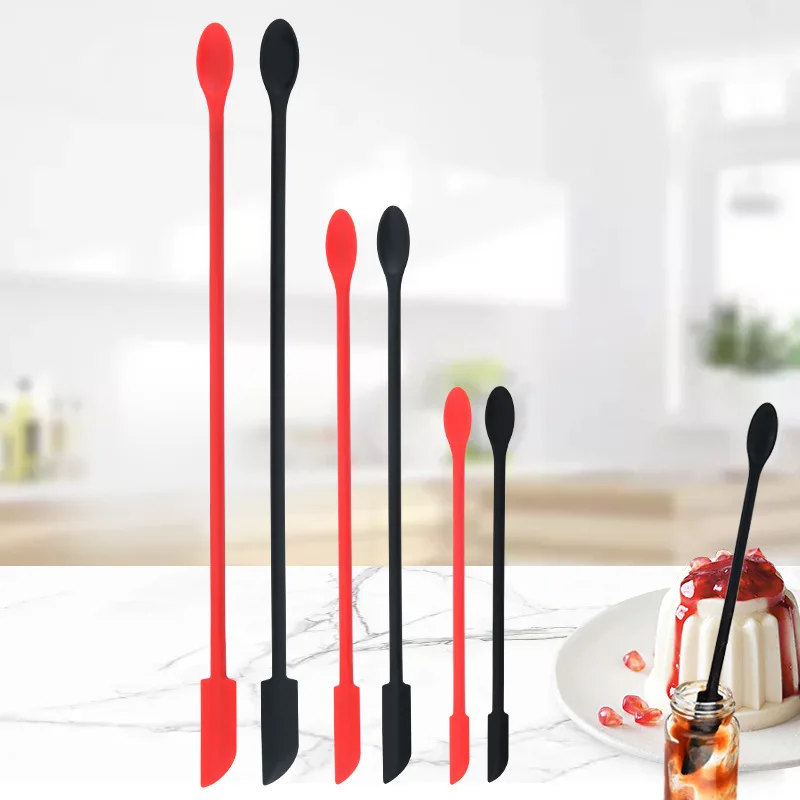 

Heat resistant non-stick mixing butter 3 piece fun gift kitchen baking set mini long handle silicone spoon and spatula set