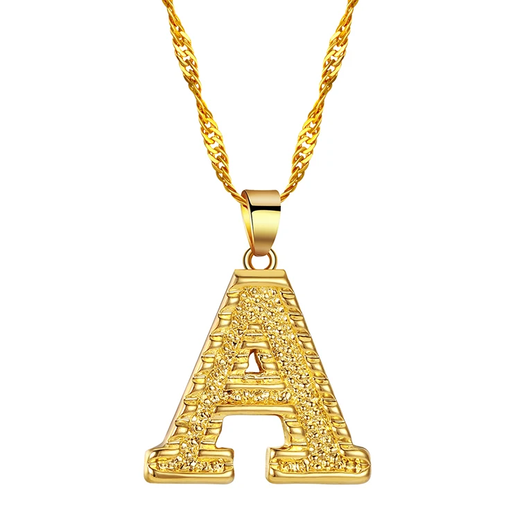 

Yellow Gold Plated Initial Necklace Capital Letter Pendant Necklace Alphabet Jewelry Dropshipping
