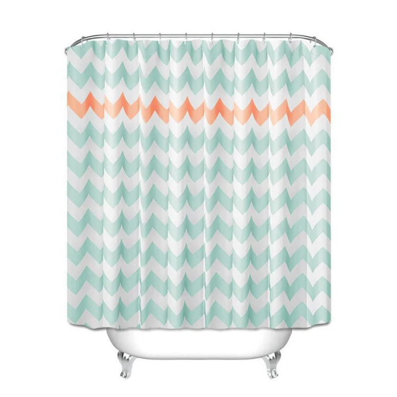 

Waves Easy To Install China Shaoxing Waterproof 100% Polyester Print Modern Wave Geometry Striped Shower Curtain, Customer's request