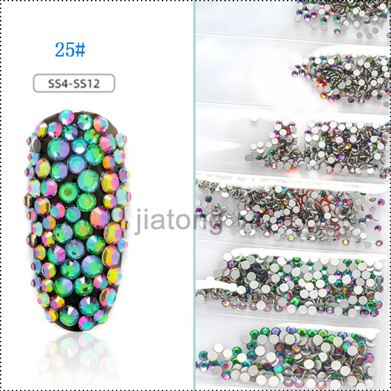 

40 colors nail diamond crystals rhinestones from 1.6mm to 3mm press on nails flat back stones crystal green 3D nail rhinestones