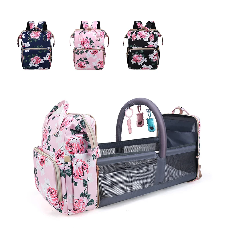 

Lokass New Fashion Multifunctional Floral Design Mommy Diaper Bag backpack with changing mat