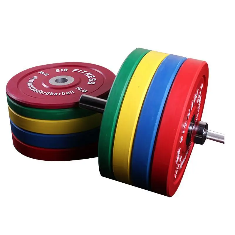 

Home Gym Fitness Barbell Accessories Colorful Rubber Weight Lifting Weight Plate Bumper Plate, Black, colorful