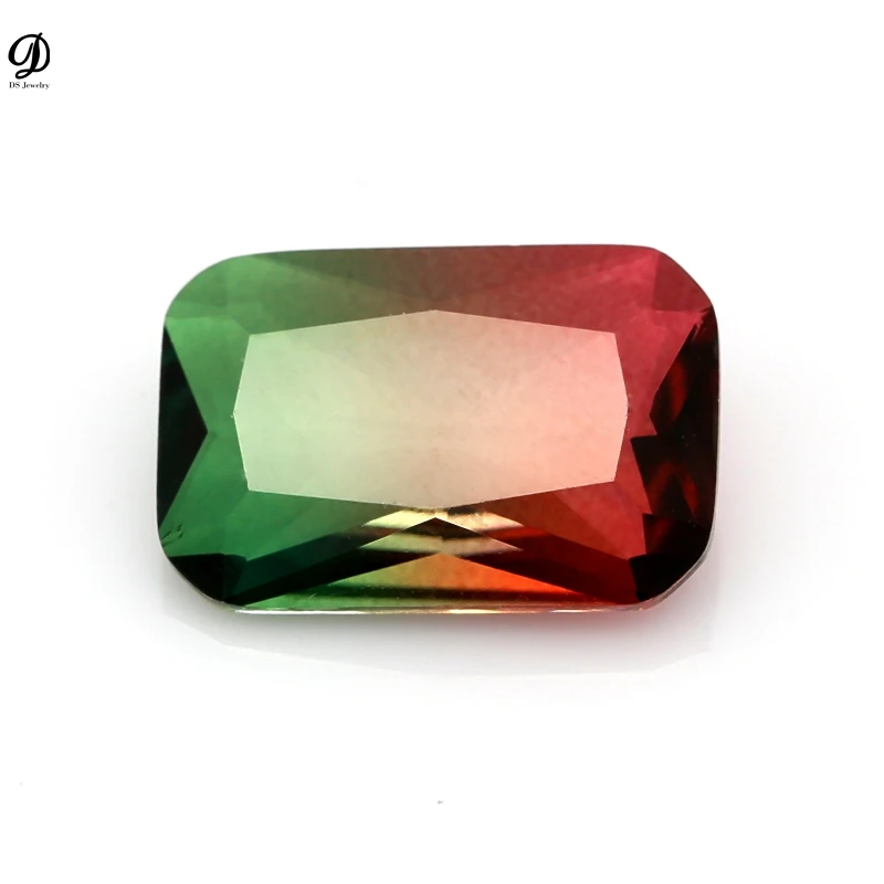 合成电气石绿宝石切割彩色玻璃宝石双色西瓜电气石