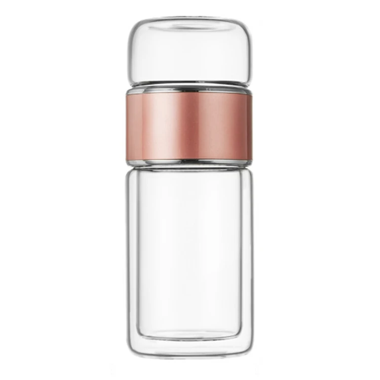 

MIKENDA Double wall 17oz glass water bottle with custom sleeve and tea infuser